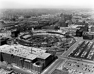 Busch Stadium construction 1965