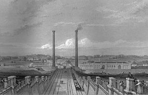 Camden town engine works and stationary steam engine chimneys