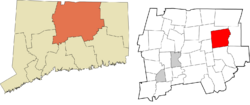 Tolland's location within the Capitol Planning Region and the state of Connecticut