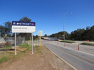Construction of Thomas Road rail overpass bridge, Byford, August 2022 01