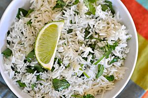 Cooked cilantro lime dish basmati rice India