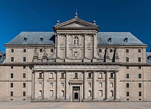 Facade monastery San Lorenzo de El Escorial Spain