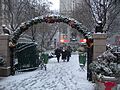 Herald Sq entry arch snow jeh
