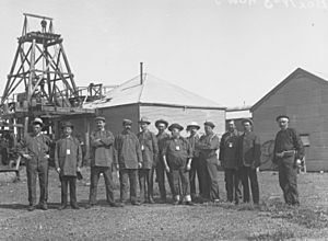 Leigh Creek Coal Mine -inspection of Leigh Creek coalfield by parliamentary party. August 1913(GN00358)