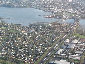 Mangere Bridge Aerial From South - cropped