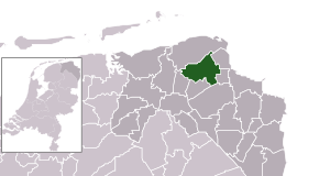 Highlighted position of Loppersum in a municipal map of Groningen