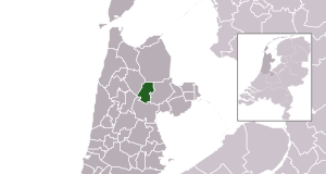 Highlighted position of Opmeer in a municipal map of North Holland