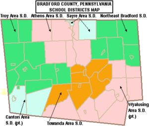 Map of Bradford County Pennsylvania School Districts