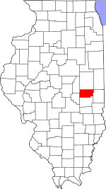 Map of Illinois highlighting Douglas County
