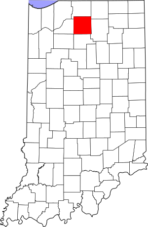 Map of Indiana highlighting Marshall County