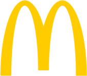 Two yellow arches joined together to form a rounded letter M.