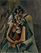 Pablo Picasso, 1909, Femme assise (Sitzende Frau), oil on canvas, 100 x 80 cm, Staatliche Museen zu Berlin, Neue Nationalgalerie