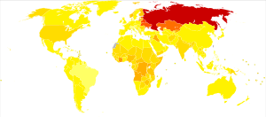 Poisonings world map - DALY - WHO2004