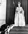 Queen Elizabeth II wearing her Coronation robes and regalia