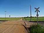 Railroad crossing in Petrel, North Dakota