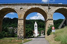 The church and viaduct of Rümlingen
