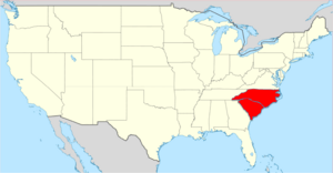 Map showing range of Sarracenia jonesii