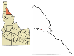 Location of Osburn in Shoshone County, Idaho.