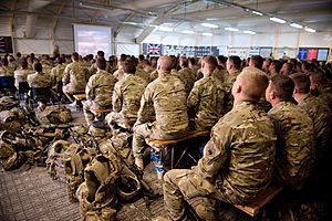 Soldiers in Briefing at RSOI in Camp Bastion, Afghanistan MOD 45154541