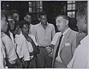 Students at Queens Royal College Port of Spain with Visitor 1955
