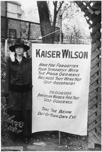 Suffragette banner. One of the banners, the women who picketed the White House . . . - NARA - 533769