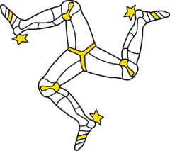 The armoured triskelion on the flag of the Isle of Man