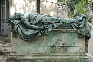 The monument to Spinelli and Sivel in Pere Lachaise Cemetery in Paris