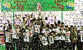 Tractor Sazi players celebrating winning Hazfi Cup