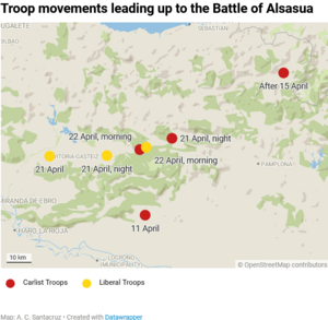 Troop movements leading up to the Battle of Alsasua