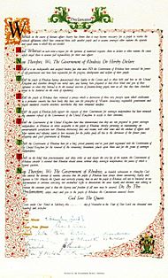 A scan of the proclamation document