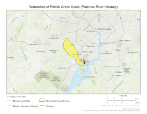 Watershed of Pohick Creek (Potomac River tributary)