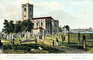 Woolwich, St Mary's Gardens around 1840, postcard 1905