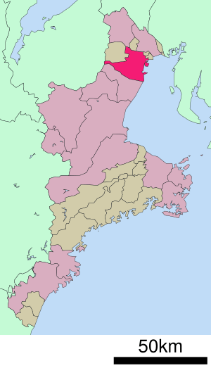 Location of Yokkaichi in Mie Prefecture