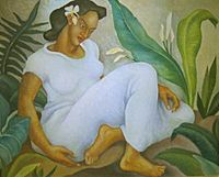 'Hawaiian Woman in White Holoku' by Cornelia MacIntyre Foley, 1937, Honolulu Museum of Art