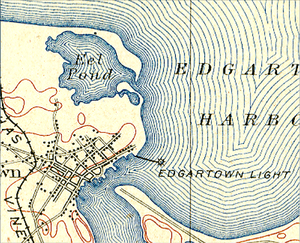 1908* Edgartown Light area USGS Topo Map