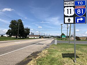 2018-08-31 13 46 52 View north along U.S. Route 11 (Main Street) just north of Cantermill Lane in Mount Crawford, Rockingham County, Virginia