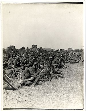 2nd Leicesters resting in a field in Flanders (Photo 24-342)