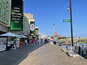 Atlantic City boardwalk looking north at Brighton Avenue