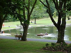 Boats on Handsworth Park pond, Birmingham