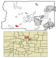 Location of Nederland in Boulder County, Colorado.