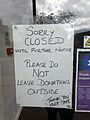 COVID closure sign at Sense charity shop UK