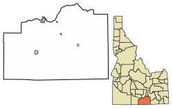 Location of Declo in Cassia County, Idaho.