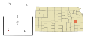 Location within Coffey County and Kansas
