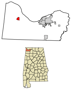 Location of Cherokee in Colbert County, Alabama.