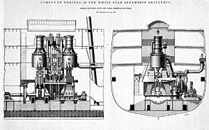 Compound engines of the White Star steamship Britannic (Maudslay, Sons and Field Engineers, dated 1876)