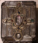 Contenitore del messale con iscrizione al 're' d'irlanda donnchad, 1030 ca., dal monastero di lorrha, co. di tipperary, 02