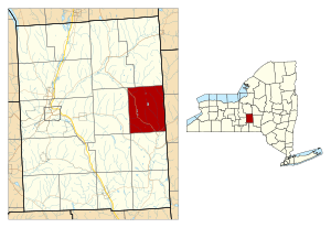 Location within Cortland County and New York