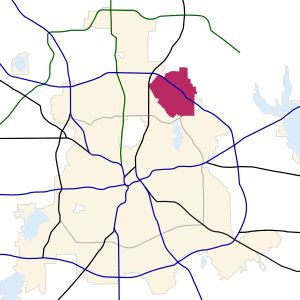 Location of the Lake Highlands area in Dallas