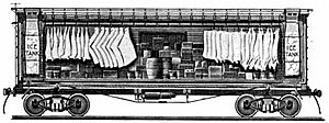 Early refrigerator car design circa 1870