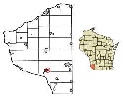 Location of Tennyson in Grant County, Wisconsin.
